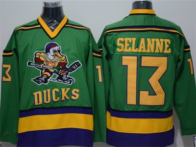 Anaheim Mighty Ducks #13 Teemu Selanne CCM Green Movie Jersey