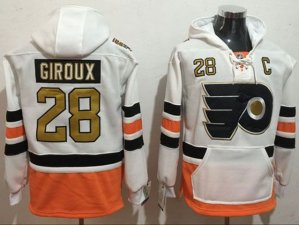 Philadelphia Flyers #28 Claude Giroux White Pocket Hoodie