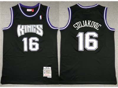 Sacramento Kings #16 Peja Stojakovic 2001-02 Black Hardwood Classics Jersey