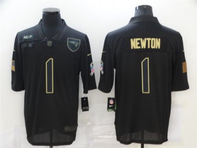 New England Patriots #1 Cam Newton 2020 Black Salute To Service Limited Jersey