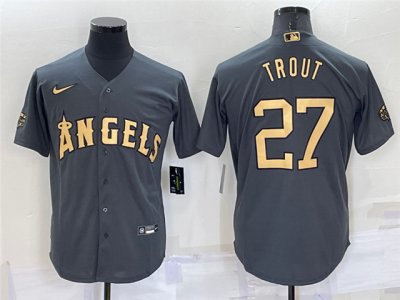 Los Angeles Angels #27 Mike Trout Charcoal 2022 MLB All-Star Game Cool Base Jersey