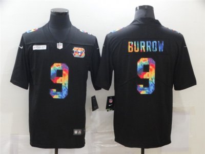 Cincinnati Bengals #9 Joe Burrow Black Rainbow Vapor Limited Jersey
