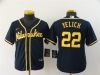 Youth Milwaukee Brewers #22 Christian Yelich Navy Cool Base Jersey