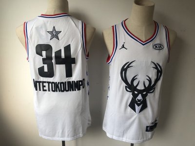 Milwaukee Bucks #34 Giannis Antetokounmpo White All Star Game Jordan Brand Swingman Jersey