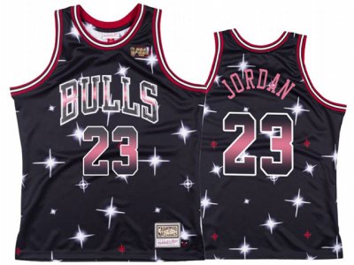 Chicago Bulls #23 Michael Jordan Black Starry Hardwood Classics Jersey