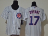 Women's Chicago Cubs #17 Kris Bryant White Stripe Cool Base Jersey