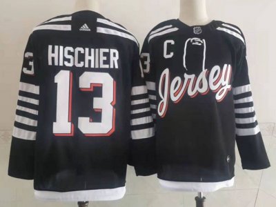 New Jersey Devils #13 Nico Hischier 2021/22 Alternate Black Jersey