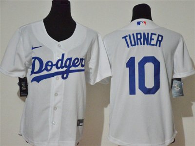 Youth Los Angeles Dodgers #10 Justin Turner White Cool Base Jersey