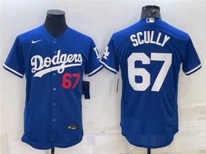 Los Angeles Dodgers #67 Vin Scully Royal Blue Flex Base Jersey