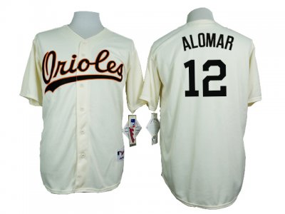 Baltimore Orioles #12 Roberto Alomar 1954 Throwback Cream Jersey