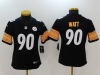 Women's Pittsburgh Steelers #90 T.J. Watt Black Vapor Limited Jersey