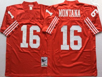 San Francisco 49ers #16 Joe Montana Red Throwback Jersey