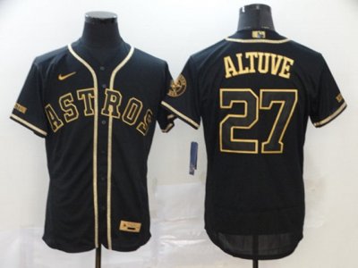 Houston Astros #27 Jose Altuve Black Golden Flex Base Jersey