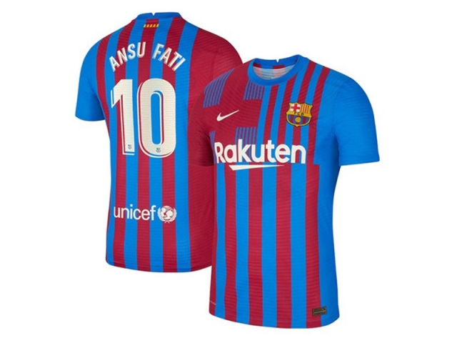 Club Barcelona #10 Ansu Fati Home 2021/22 Soccer Jersey - Click Image to Close