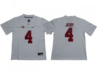 NCAA Alabama Crimson Tide #4 Jerry Jeudy White College Football Jersey