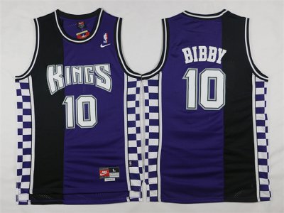 Sacramento Kings #10 Mike Bibby Throwback Black/Purple Jersey