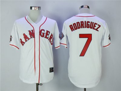 Texas Rangers #7 Ivan Rodriguez 1995 Throwback White Jersey