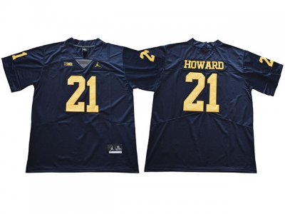 NCAA Michigan Wolverines #21 Desmond Howard Navy College Football Jersey