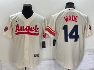 Los Angeles Angels #14 Tyler Wade Mike Trout Cream 2022 City Connect Cool Base Jersey