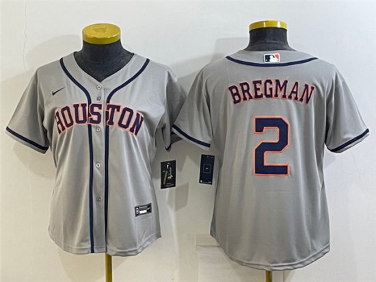 Women's Houston Astros #2 Alex Bregman Gray Cool Base Jersey