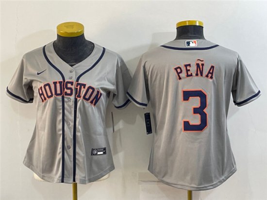 Women's Houston Astros #3 Jeremy Pena Gray Cool Base Jersey