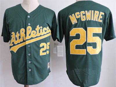 Oakland Athletics #25 Mark McGwire Green Cooperstown Collection Throwback Jersey