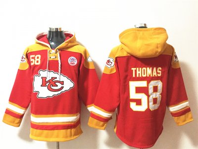 Kansas City Chiefs #58 Derrick Thomas Red With Pocket Hoodie Jersey