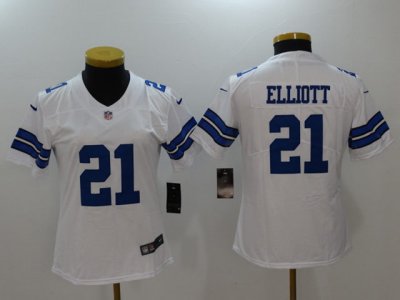 Women's Dallas Cowboys #21 Ezekiel Elliott White Vapor Limited Jersey