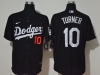 Los Angeles Dodgers #10 Justin Turner Black Cool Base Jersey