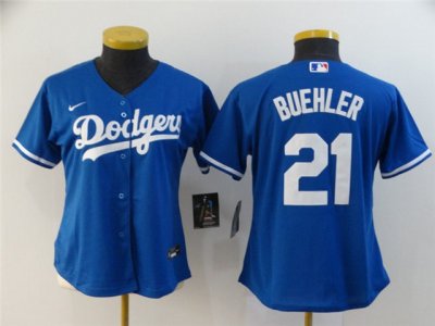 Womens Los Angeles Dodgers #21 Walker Buehler Royal Blue Cool Base Jersey