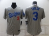 Los Angeles Dodgers #3 Chris Taylor Alternate Gray Flex Base Jersey