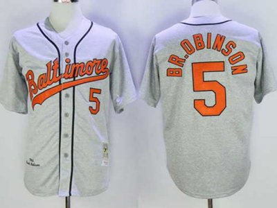 Baltimore Orioles #5 Brooks Robinson 1966 Throwback Gray Jersey