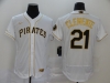 Pittsburgh Pirates #21 Roberto Clemente White Gold Flex Base Jersey