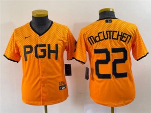 Youth Pittsburgh Pirates #22 Andrew McCutchen Gold 2023 City Connect Jersey