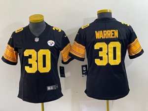 Womens Pittsburgh Steelers #30 Jaylen Warren Black Color Rush Limited Jersey