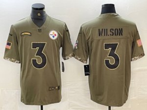 Pittsburgh Steelers #3 Russell Wilson 2022 Olive Salute To Service Limited Jersey