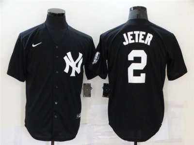 New York Yankees #2 Derek Jeter Black Fashion Cool Base Jersey