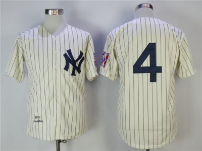 New York Yankees #4 Lou Gehrig 1939 Cream Throwback Jersey