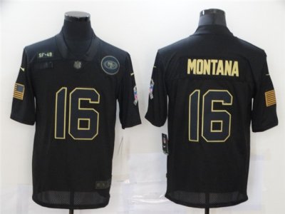 San Francisco 49ers #16 Joe Montana 2020 Black Salute To Service Limited Jersey