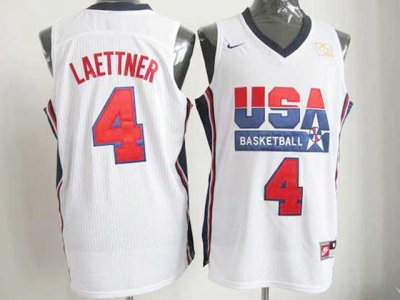 1992 Olympic Team USA #4 Christian Laettner White Jersey
