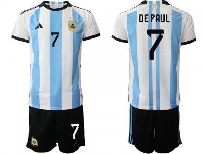 National Argentina #7 De Paul Home 2022/23 Soccer Jersey
