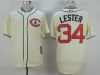 Chicago Cubs #34 Jon Lester 1929 Throwback Cream Jersey