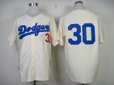 Los Angeles Dodgers #30 Maury Wills Throwback Cream Jersey