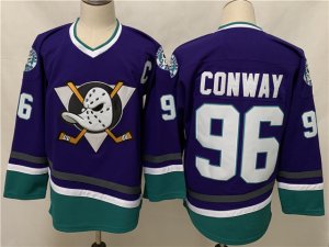 The Mighty Ducks #96 Charlie Conway Vintage Purple Movie Jersey