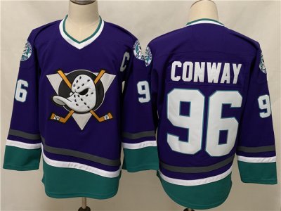 The Mighty Ducks #96 Charlie Conway Vintage Purple Movie Jersey
