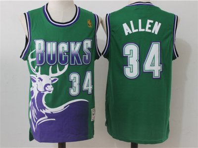 Milwaukee Bucks #34 Ray Allen 1996-1997 Hardwood Classics Throwback Green Jersey
