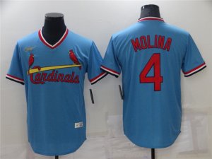 St. Louis Cardinals #4 Yadier Molina Light Blue Cooperstown Collection Cool Base Jersey
