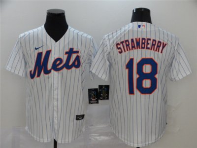 New York Mets #18 Darryl Strawberry White Cool Base Jersey