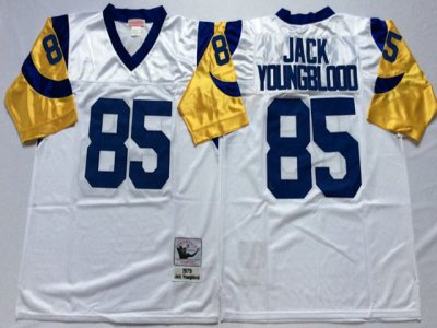 Los Angeles Rams #85 Jack Youngblood Throwback White Jersey