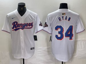 Texas Rangers #34 Nolan Ryan White 2024 Gold Collection Limited Jersey